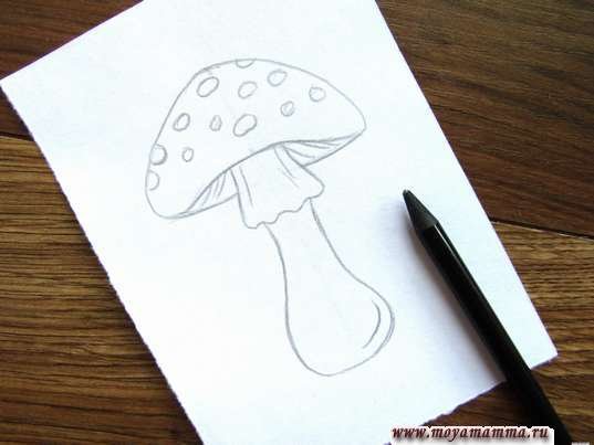 Мухомор цветными карандашами