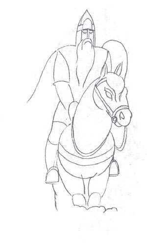 Раскраска три богатыря Илья Муромец