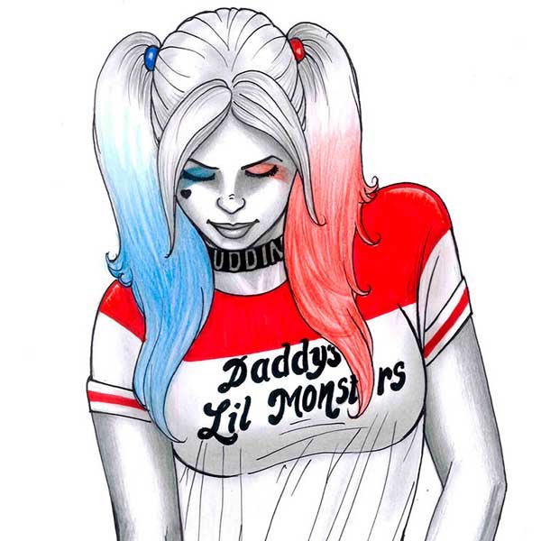 Портрет Харли Квинн для срисовки