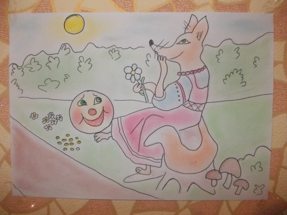 Лиса и Колобок рисунок карандашом