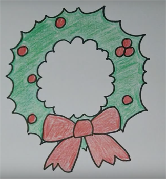 Поэтапное рисование новогоднего венка