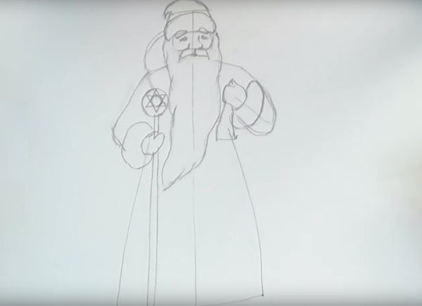 Легкий дед Мороз карандашом