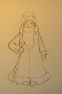 Дед Мороз рисунок карандашом