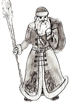 Дед Мороз эскиз карандашом