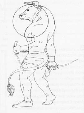 Рисунок Минотавра и Тесея карандашом