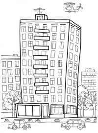 Многоэтажный дом раскраска для детей