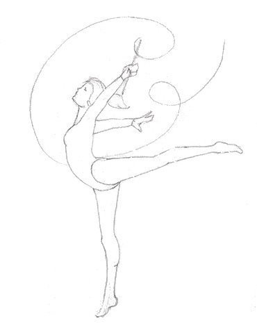 Поэтапное рисование гимнастки