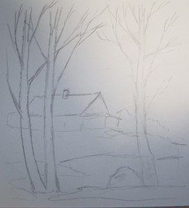 Весенний пейзаж карандашом для начинающих