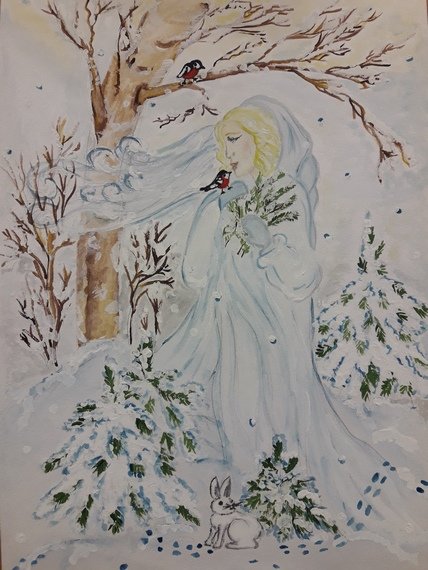 Рисование красавица зима