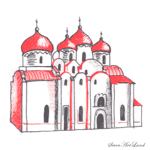 Софийский собор в Новгороде рисунок