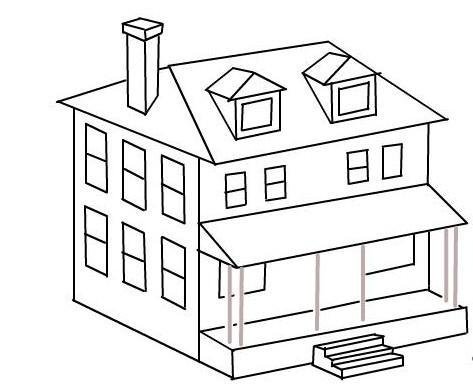 Двухэтажный дом срисовать