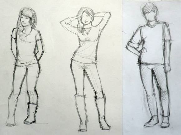 Выполнение наброска фигуры человека с натуры