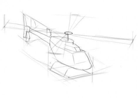 Нарисовать вертолёт карандашом поэтапно