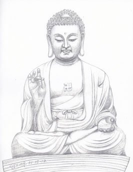 Лицо Будды рисунок