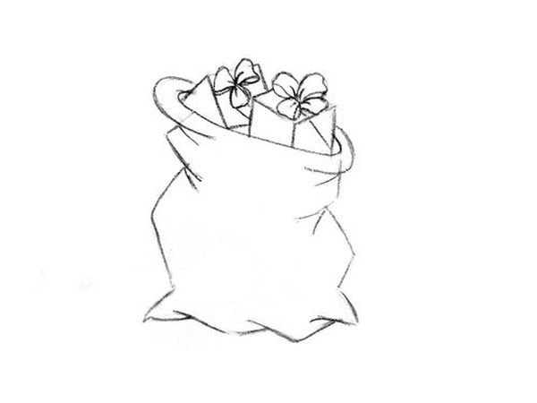 Мешок с подарками рисунок карандашом