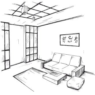 Японский стиль интерьера эскиз