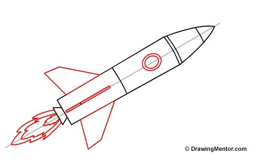 Нарисовать ракету пошагово