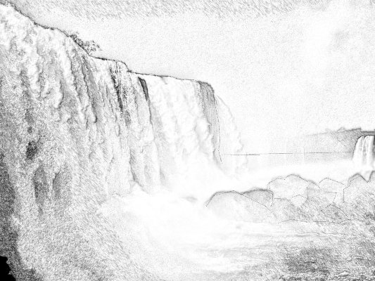 Водопад набросок карандашом
