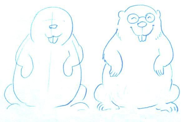 Поэтапное рисование бобра