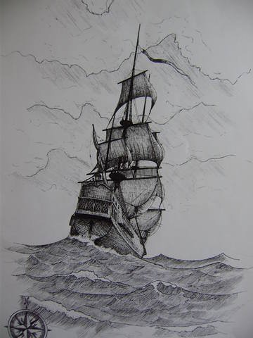 Летучий голландец рисунок карандашом