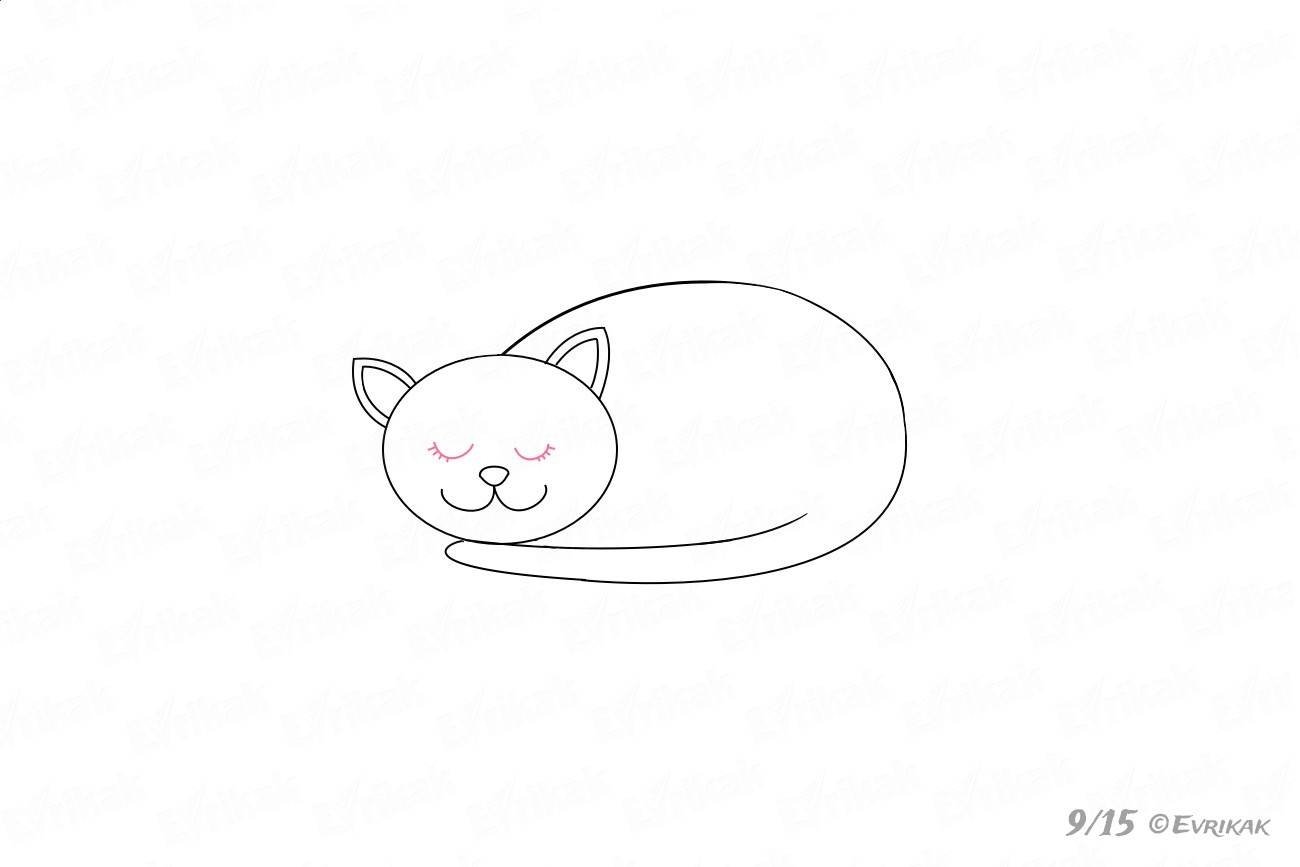 Нарисовать спящего кота