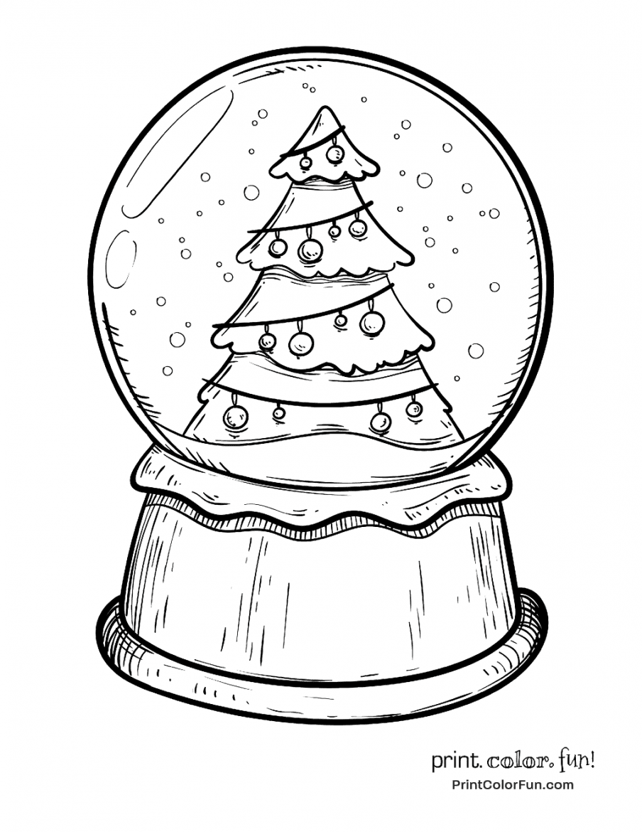 Раскраска новогодний шар со снегом