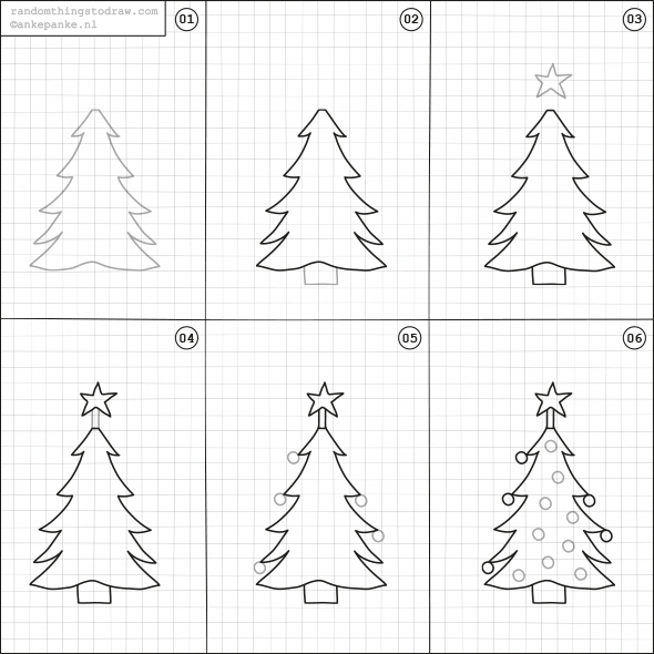 Схема рисования елочки