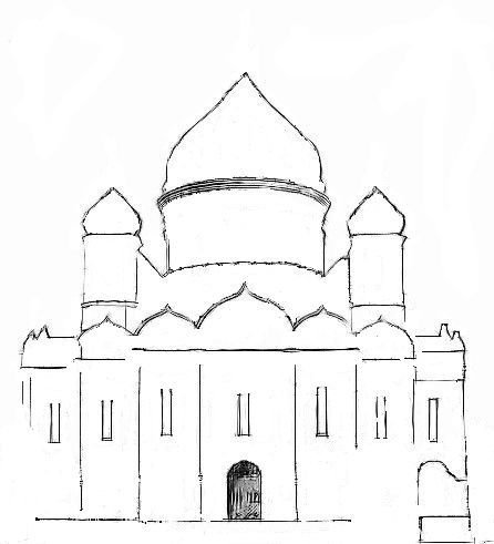 Храм Покрова на Нерли поэтапное рисование