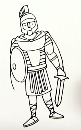 Спартанец карандашом для детей
