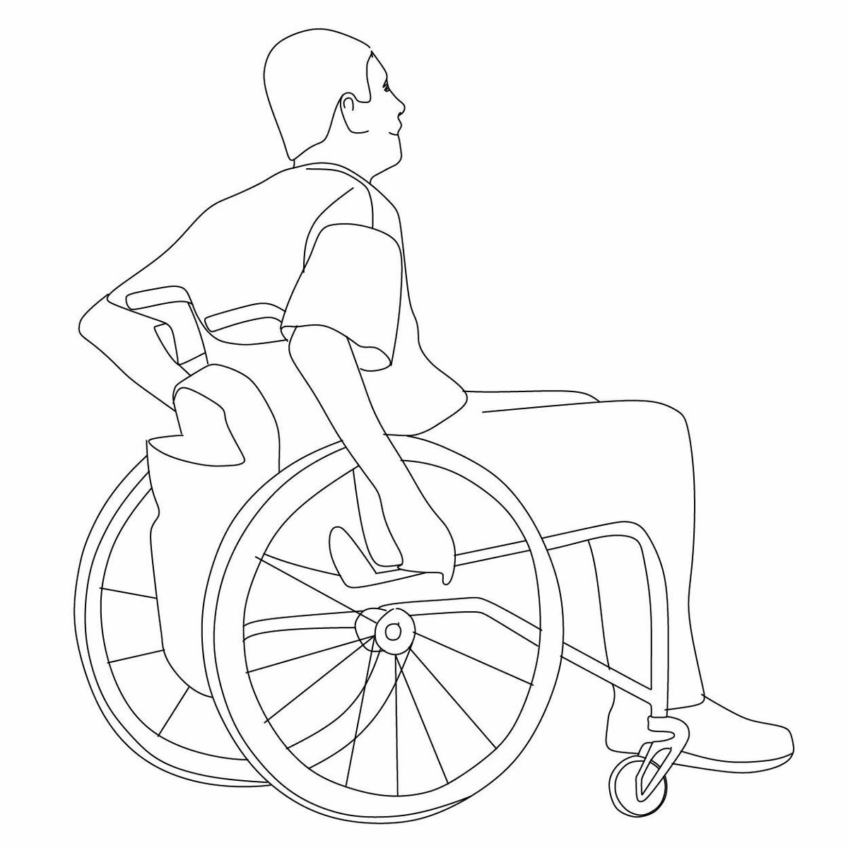 Инвалид на коляске контур
