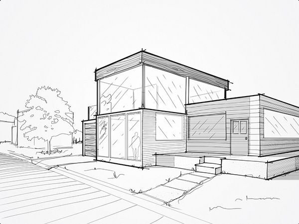 Современный дом карандашом