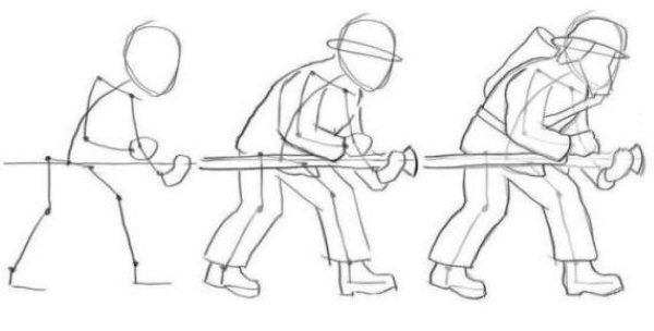 Схема рисования пожарного