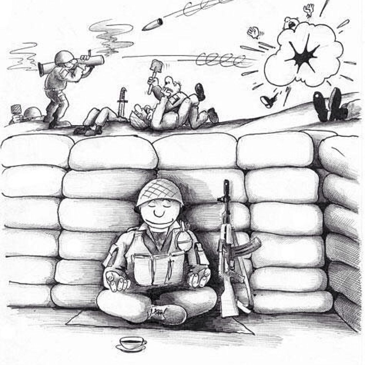 Карикатуры карандашом про армию