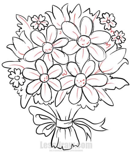 Букет цветов рисунок карандашом