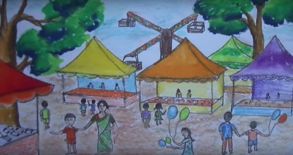 Масленица рисунок карандашом