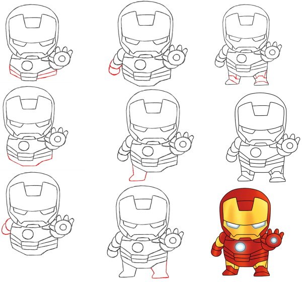 Поэтапное рисование железного человека