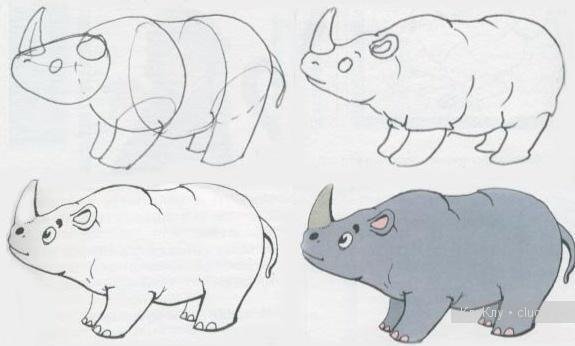 Носорог нарисовать легко