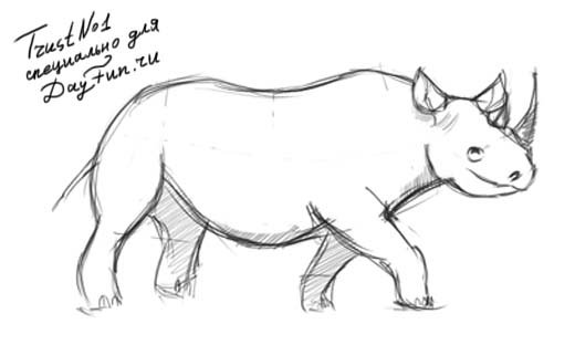 Рисование с детьми носорога