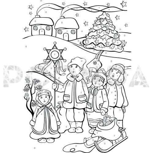 Рождественские колядки раскраска