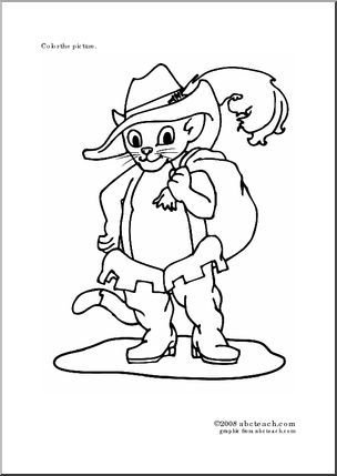 Кот в сапогах раскраска для детей