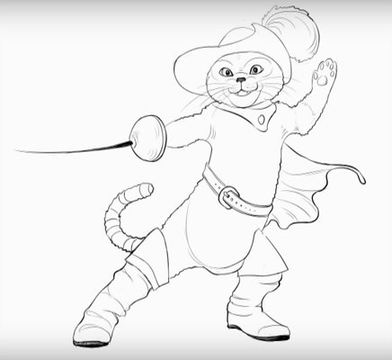 Нарисовать кота в сапогах