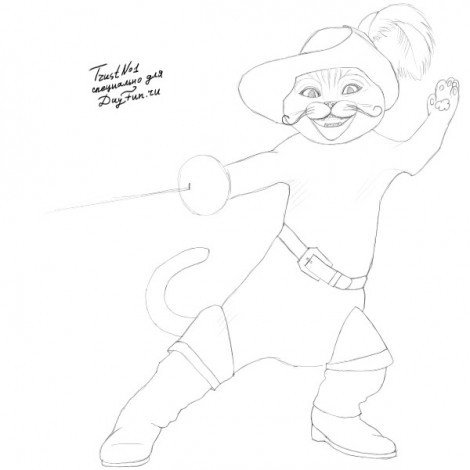 Кот в сапогах раскраска