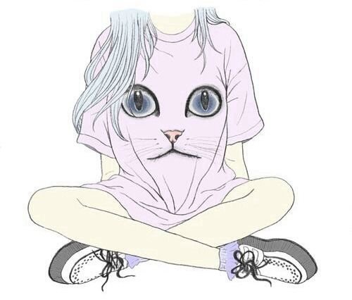 Девушка с котом для срисовки