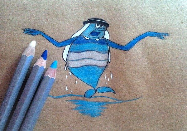 Водяной рисунок карандашом