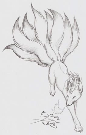 Кицунэ рисунок легкий