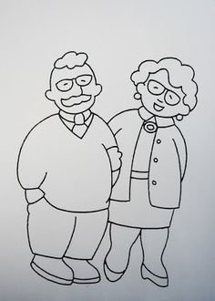 Бабушка и дедушка рисунок легкий