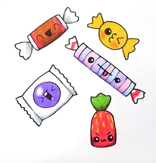 Рисунки для срисовки конфеты