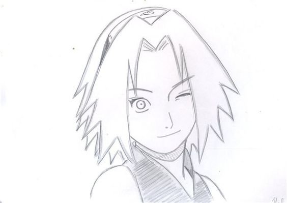 Сакура карандашом Наруто