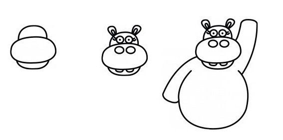 Поэтапное рисование бегемота