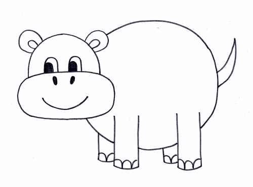 Нарисовать бегемота поэтапно